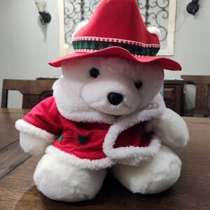 Festive Red and White Dayton Hudson 1995 Santa Bear. Non Smoking house